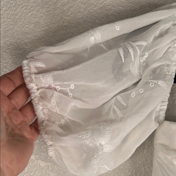 Lulus Cutest Icon White Embroidered Off-the-Shoulder Mini Dress Size Medium - Picture 8 of 12